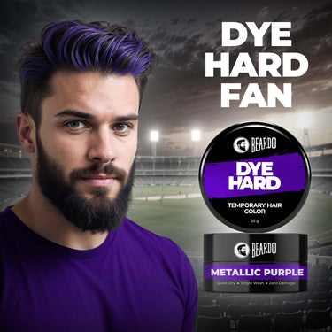 Beardo Dye Hard Temporary Hair Color - Metalic Purple, 25g | Temporary 1-Day 1-Wash | DIY Instant Hair Color Makeup for Men | No Bleach | No Ammonia | No Damage